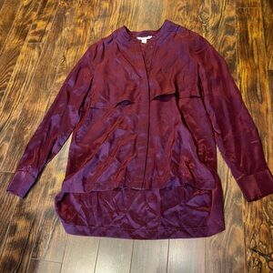 Country Road Plum Satin Button-Front Blouse